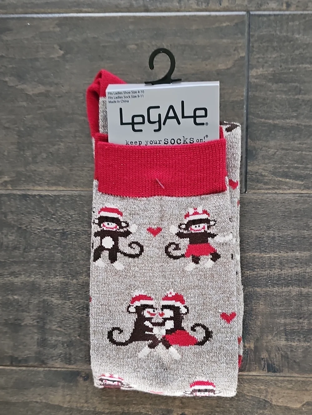 Brand New Women's Legale Novelty Knee High Socks Monkey Pattern Sz 9-11 Shoe Sz